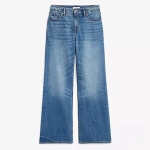 LOFT Petite Mid Rise Wide Leg Jeans in Classic Mid Wash, size 25P